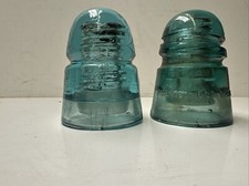 2- Vintage Aqua Blue Glass Insulator