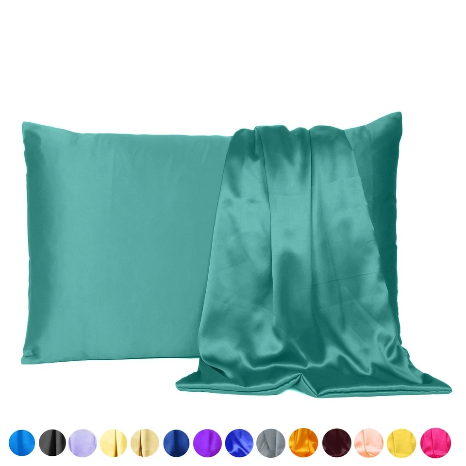 Fronha queen king padrão seda cetim cama travesseiro macio peças de solteiro - Imagem 2 de 2