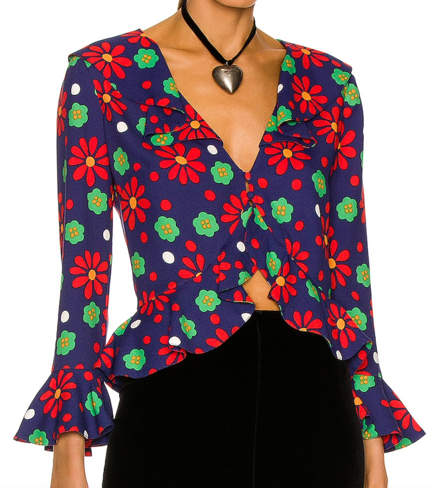 Camicia nuova con etichette Saint Laurent retrò stampa floreale crepe arricciata raccolto 40 US 8 $1790