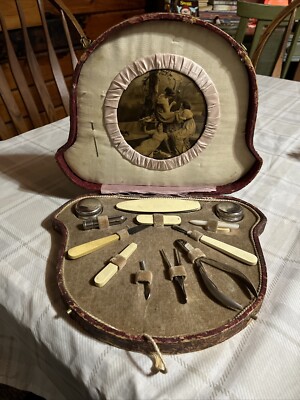 Antique Victorian German Ivory Celluloid Manicure - FLAW