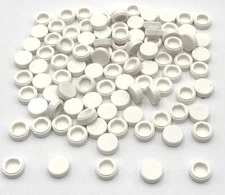 Lego 100 New White Tiles Flat Smooth Round 1 x 1 Pieces