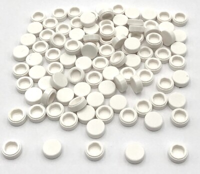 Lego 100 New White Tiles Flat Smooth Round 1 x 1 Pieces