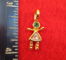 14KT GOLD EP GIRL AUGUST CRYSTAL SMALL BIRTHSTONE KIDS PENDANT CHARM