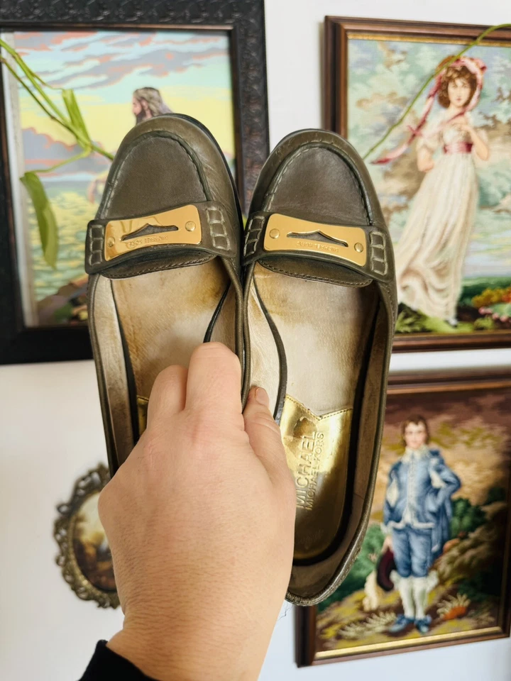 Michael Kors MK Plate Loafers Womens 7 M Orange Suede Casual Moccasin Flats - Image 3 of 4