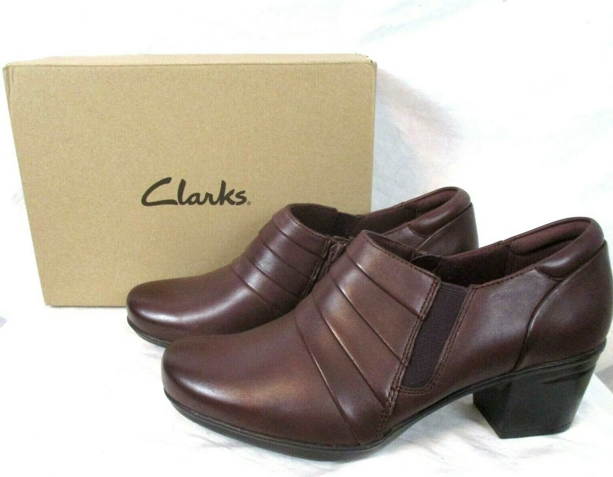 Clarks Collection Rouched Shooties Emslie Guide Wine Leather US 9M Women BR38