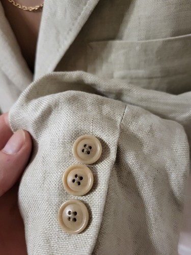 KENZO Homme Mens Luxury Linen Beige Button Luxury Blazer Jacket Sz 48 / M - Afbeelding 12 van 19