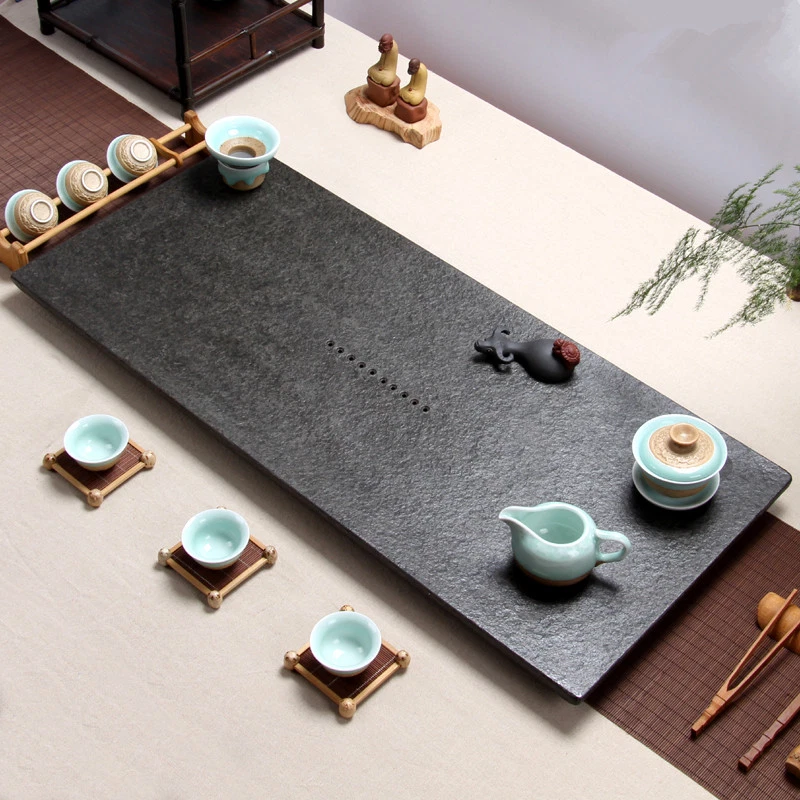 Stone Tea Tray Multi-size Tea Table China Black Stone Serving Tray Nature Stone - Image 2 of 4