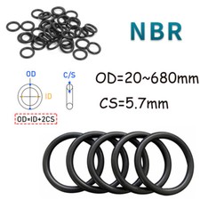 1/5Pcs Metric O Ring Nitrile Rubber O-ring NBR Seal O-rings OD 20 680mm CS 5.7mm