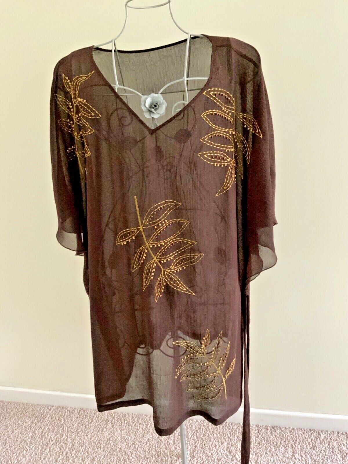 Beach/Pool cover-up/ Sarong/ Size XL-Brown with g… - image 1