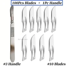 #10 Stainless Steel Surgical Scalpel Blades + #3 Handle Scalpel Medical Blade