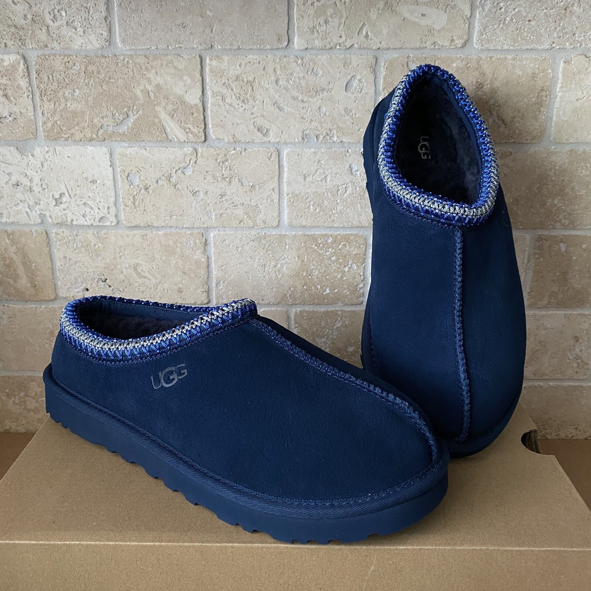 UGG TASMAN BRAID DEEP OCEAN BLUE SUEDE SLIPPERS SHOE SIZE 7 MEN