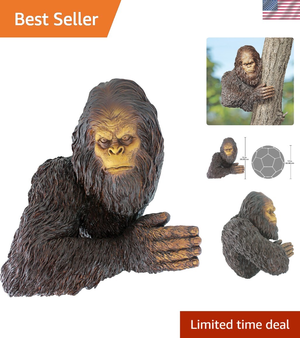 Whimsical Hand-Painted Bigfoot Yeti Garden Sculpture - 15 Inch Wide Artisan Decor