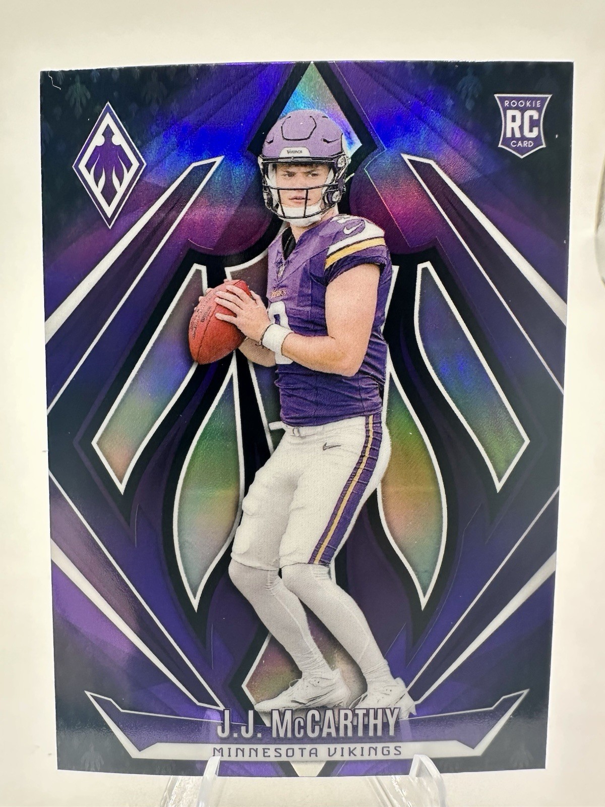 2024 Panini Phoenix - Rookies J.J. McCarthy #185 Purple Fade (RC) Vikings NFL QB