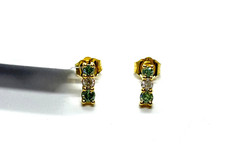 New 9CT Gold Seafoam Green & White Diamond (1/3CT) Stud Earrings