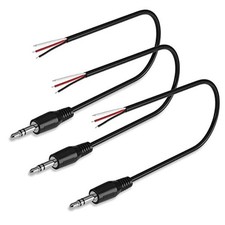 SIOCEN 3 Pack Replacement 3.5mm Male Plug to Bare Wire Open End TRS 3 Pole TRS