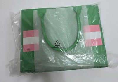 AKA Alpha Kappa Alpha Green Pink White Striped Tote Bag Crest Logo Snap