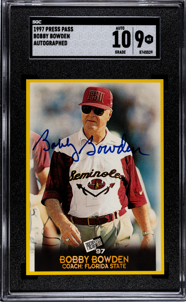 Bobby Bowden Autographed Signed 1997 Press Pass AUTO Florida State SGC 9 POP 1 