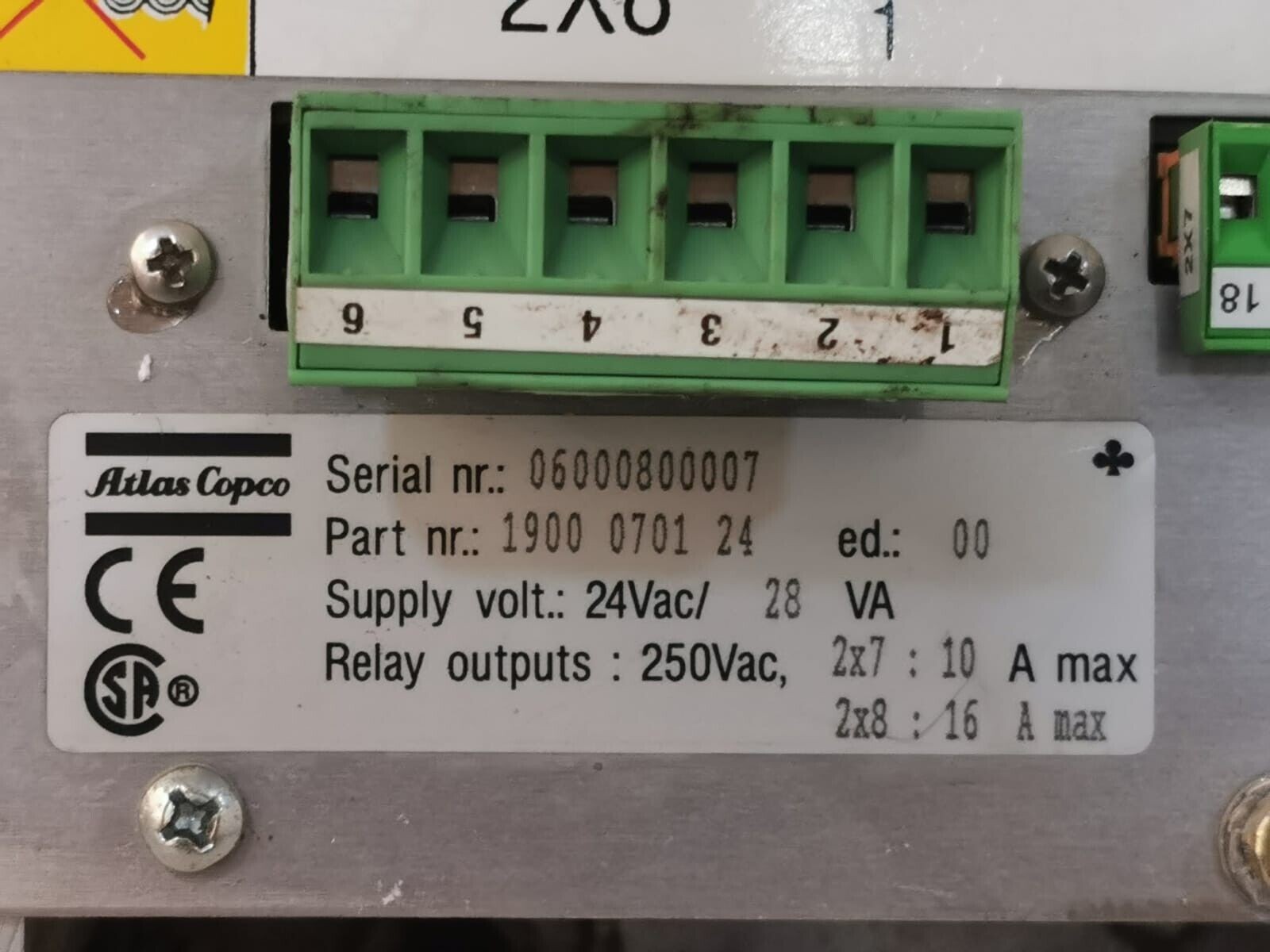 Atlas Copco 1900 0701 24 Atlas Copco 1900 0701 24 / 1900070124 Elektronikon Control Panel 2
