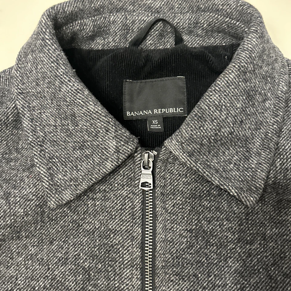Men’s banana republic wool tweed herringbone jacket bomber XS coat Cropped - Image 2 of 4