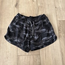Athleta Girl Shorts Youth L 12 Gray Black Camo Gym Play All Day