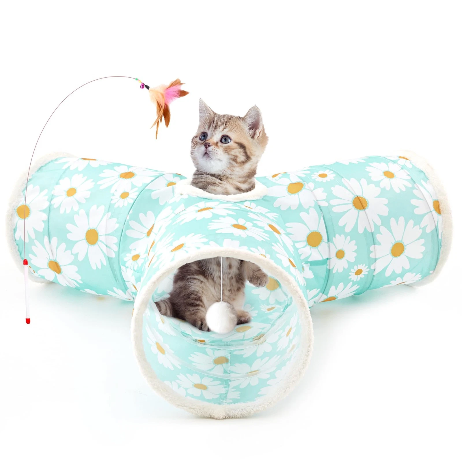 Pet Cat Tunnel Tube Cat Toys 3 Way Collapsible, Cat Tunnels for Indoor Cats，K...