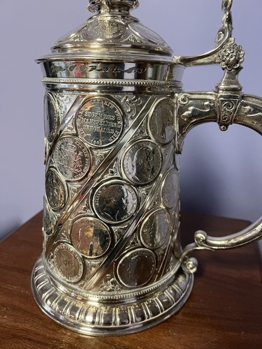 ESTATE COIN TANKARD SILVER COATED Sold As Is - Picture 3 of 12