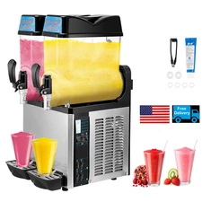 Ginkman Commercial 2 Tanks 24L Frozen Drink Slushy Making Machine Smoothie Maker