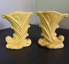 Vintage Shawnee Yellow Cornucopia Vases, Horn of Plenty, USA 835