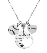 Softball Necklace Softball Gifts for Women Softball Pendant Jewelry Sport Nec...