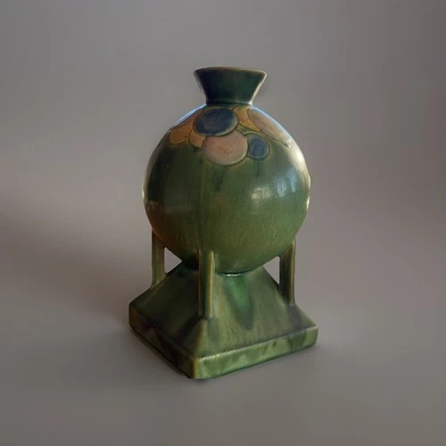 Roseville Futura Bubble Vase Green Art Pottery Pedestal Form – Chip