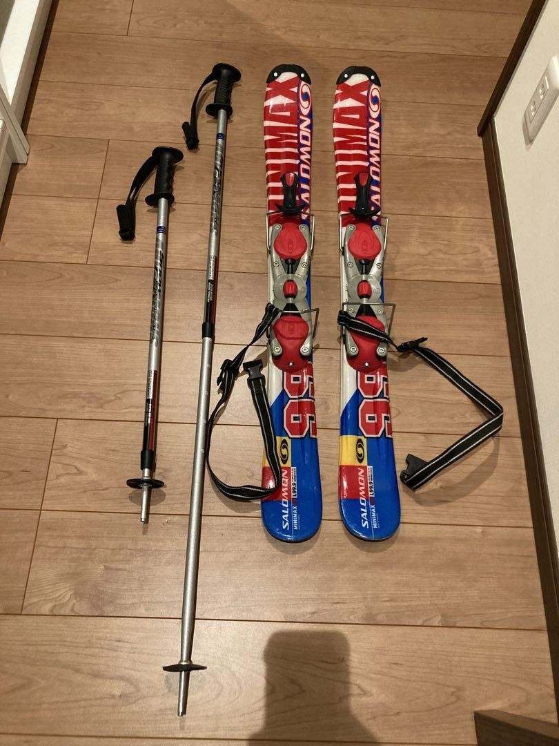 Sci Salomon MINIMAX Fun sci corti con bastoncini 90 cm stile libero Giappone usati