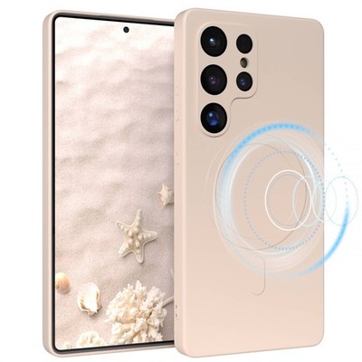 Silikonhülle magnetisch für Samsung Galaxy S25 Ultra Magnet TPU Bumper in Taupe