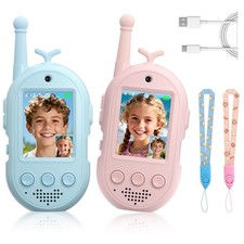 Upgraded Video Walkie Talkies for , 2 Pack Rechargeable Voice/Video Walkies T...