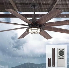 8 aBlade Waterproof Outdoor Ceiling Fan with Light for Patios, 72 Inch