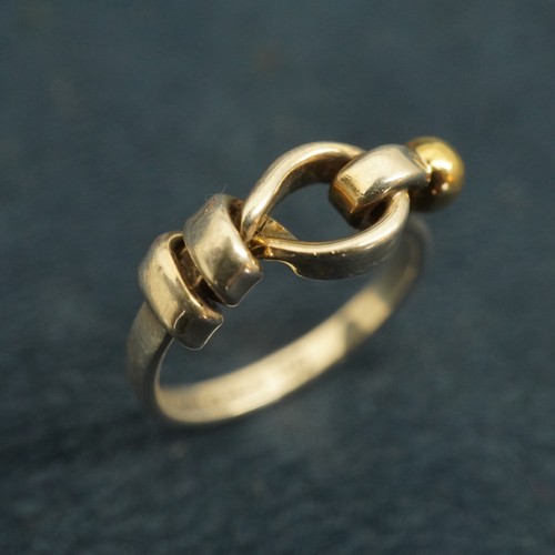 Tiffany & Co. Sterling Silver & 18k Yellow Gold Hook & Eye Ring - Free Ship USA