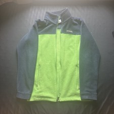 Columbia Fleece Jacket Kids Large Blue Green Full Zip Outdoor Layer Polyester