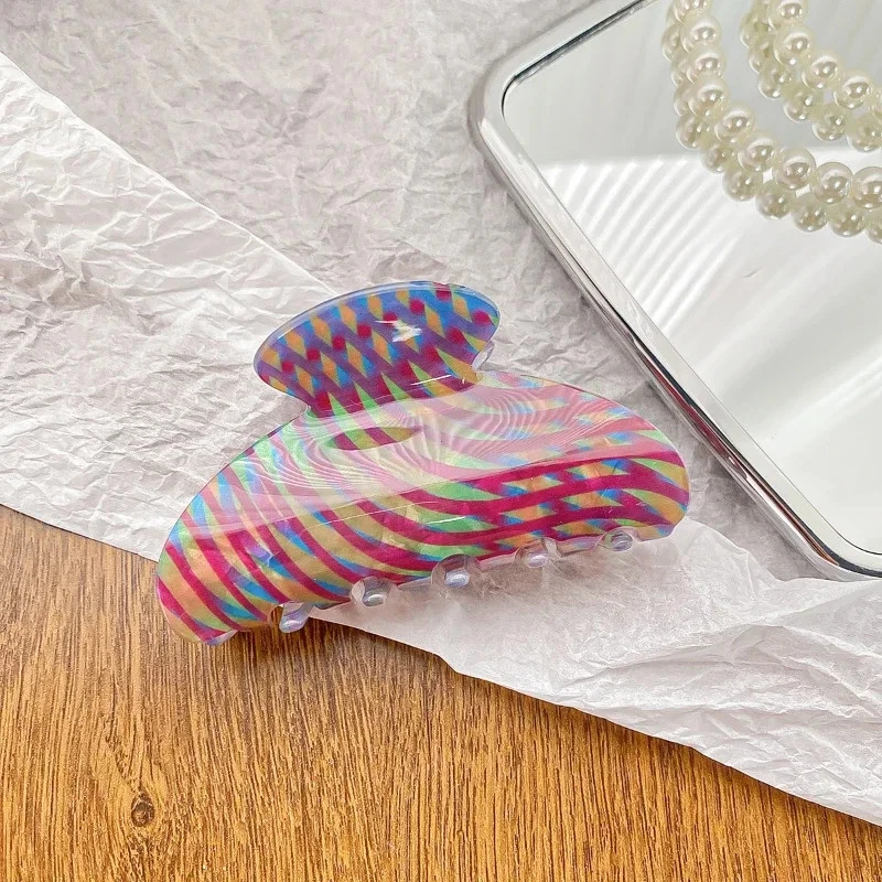 Vintage Floral Hair Claw Clip Elegant Print Crab Shark Claw Barrette Women 1 Pc Foto 4 de 4