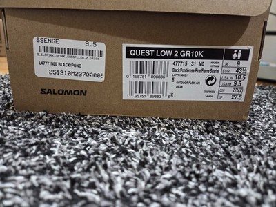 Salomon GR10K x Quest 2 Low Black/Ponderosa Pine - Size 9.5m (New)