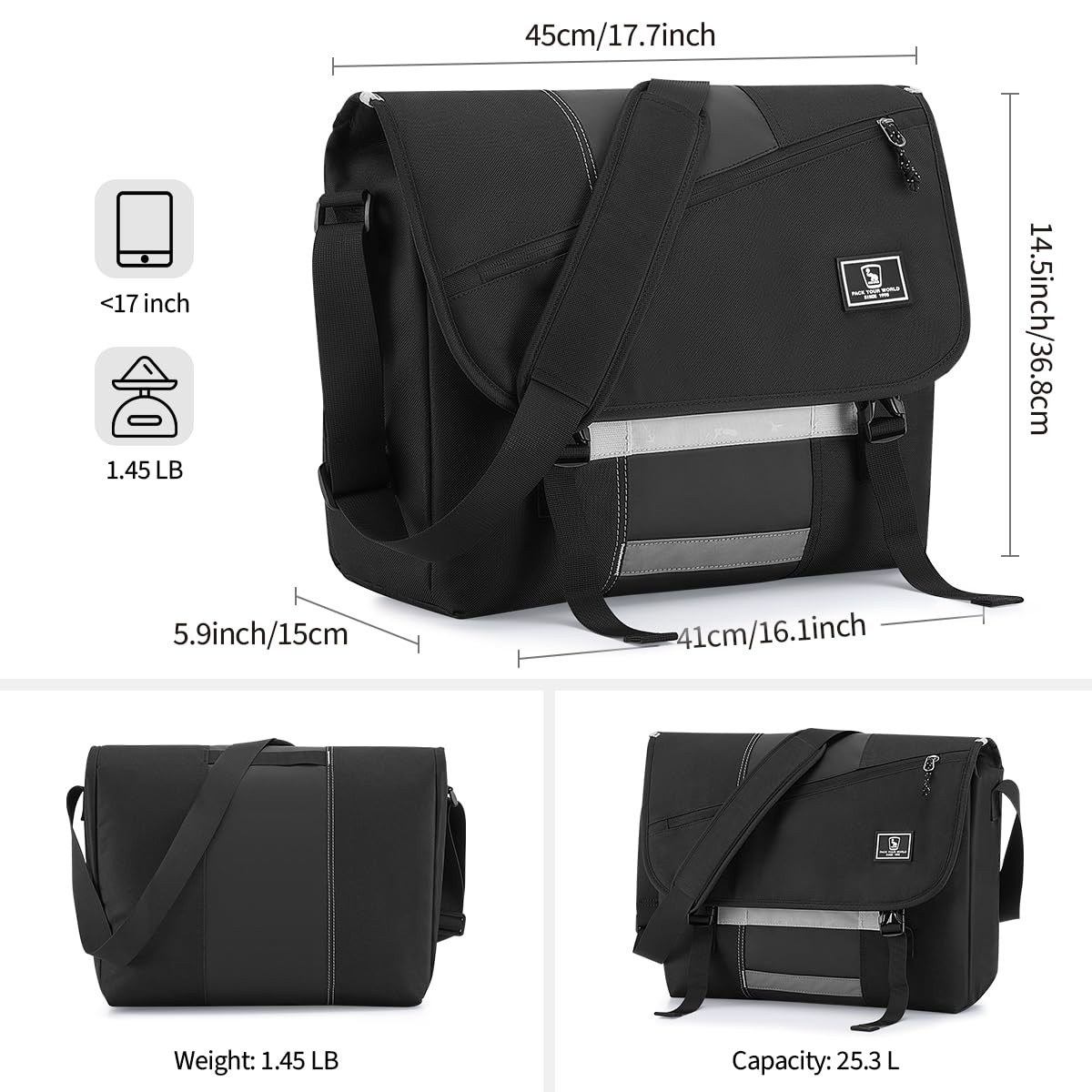 Case Logic 17 Laptop Messenger - Black