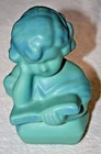 Van Briggle Pottery Blue Glaze Bust Child Reading Book Colorado Springs Markings