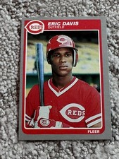1985 FLEER RAW BASEBALL CARD ROOKIE ERIC DAVIS CINCINNATI REDS. rookie card picture