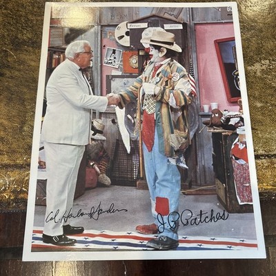Vintage 8 x 10 Colonel Sanders and JP Patches promo photo  facsimile signatures￼