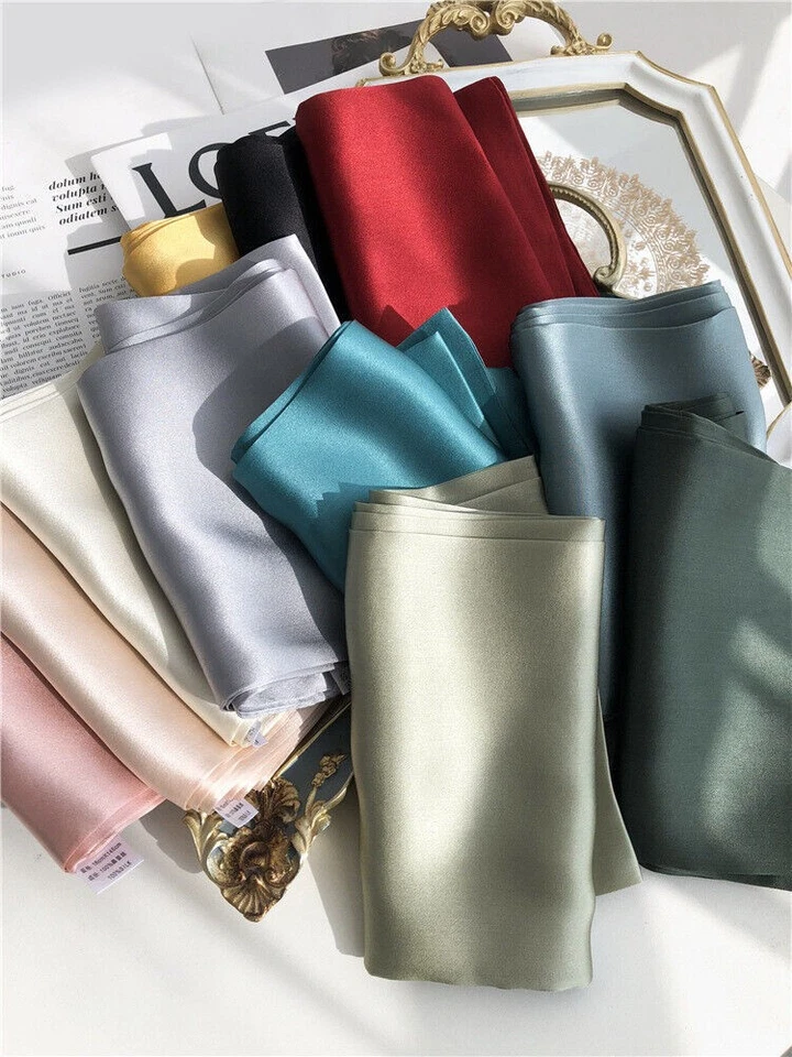 Women 100% Mulberry Silk Neck Scarf Long Ribbon Neckerchief Double Sided 6"x57" - Image 2 of 4