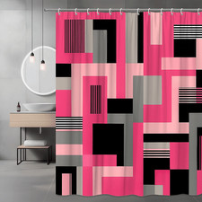 Modern Pink Geometric Shower Curtain - Abstract Design for Bathroom
