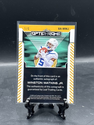 2025 Feuille Optichrome Winston "Winnie" Watkins Jr. Autographe Vert #1/6 - Photo 2/2