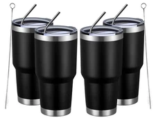 MEWAY 30oz Insulated Tumbler With Lids and Straws,Stainless Steel Double Vacu...