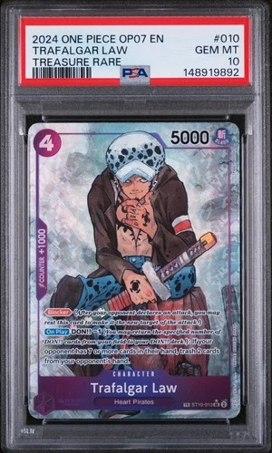 PSA 10 Trafalgar Law Treasure Rare TR OP07 ST10-010 English OP TCG