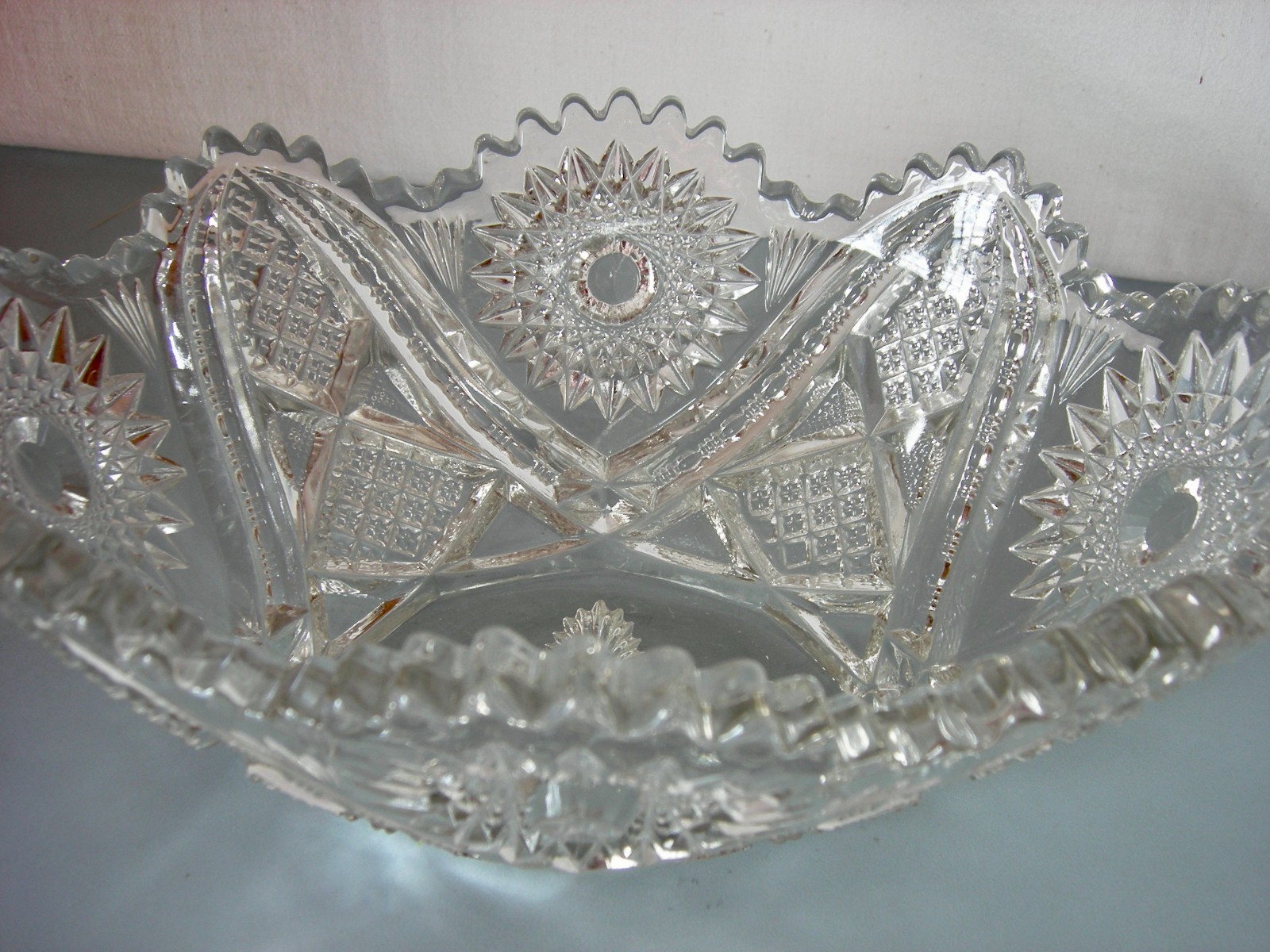 American Brilliant Period Cut Glass Bowl 8" x 12' - Gorgeous!!