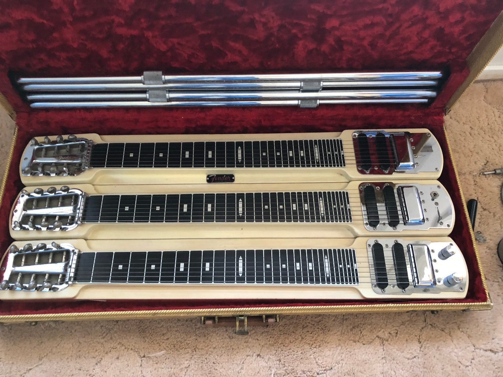 1955 Fender Stringmaster Steel Guitar Blonde 3 Neck 1 Owner Great Working Cond.