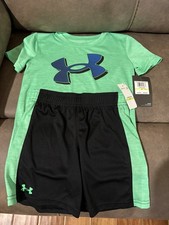 New Under Armour 2 piece shorts set Vapor Green/Black 4T